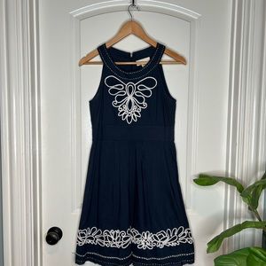 Project Alabama Size 6 Navy Womens Dress Blue Sleeveless Summer Embroidered